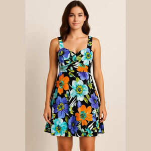 🦋 Spense Floral Tropical Cotton Dress Size 14